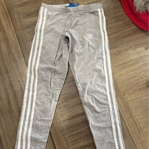 Adidas Heather Gray Leggings with White Accents